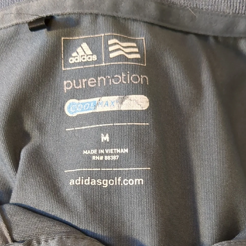 Adidas Men's Dark Gray Polo with Striped Sleeve Golf Sports Athletic